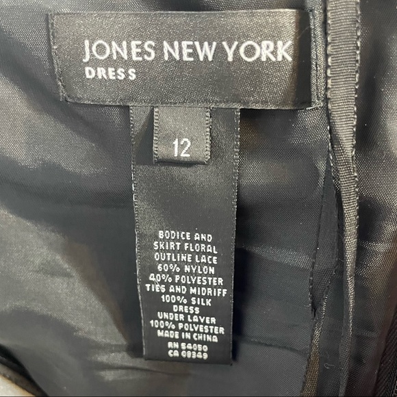 Jones New York Gold Black Floral Lace Overlay Halter Cocktail Prom Dress 12 - Picture 6 of 9